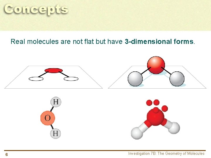 Real molecules are not flat but have 3 -dimensional forms. 6 Investigation 7 B: