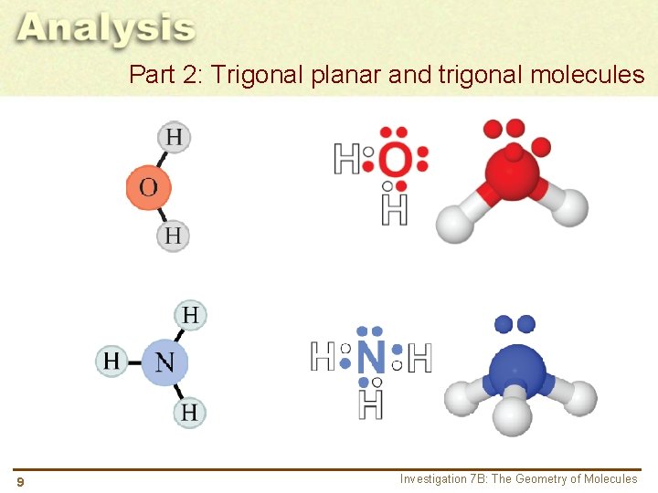 Part 2: Trigonal planar and trigonal molecules 9 Investigation 7 B: The Geometry of