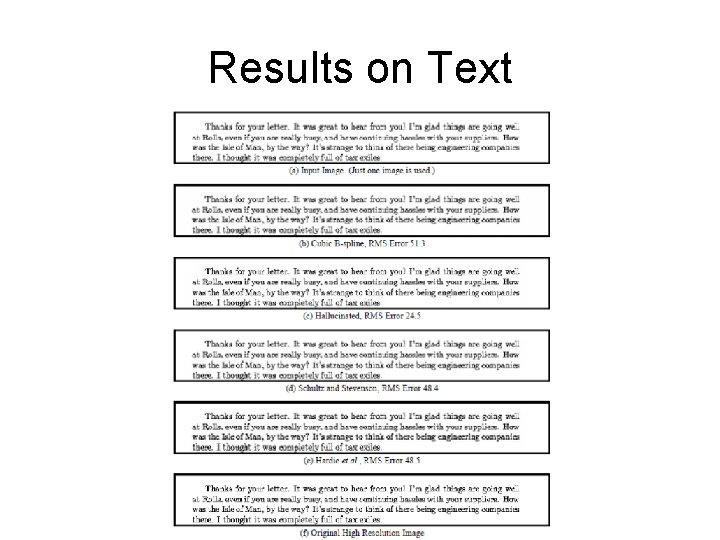 Results on Text 