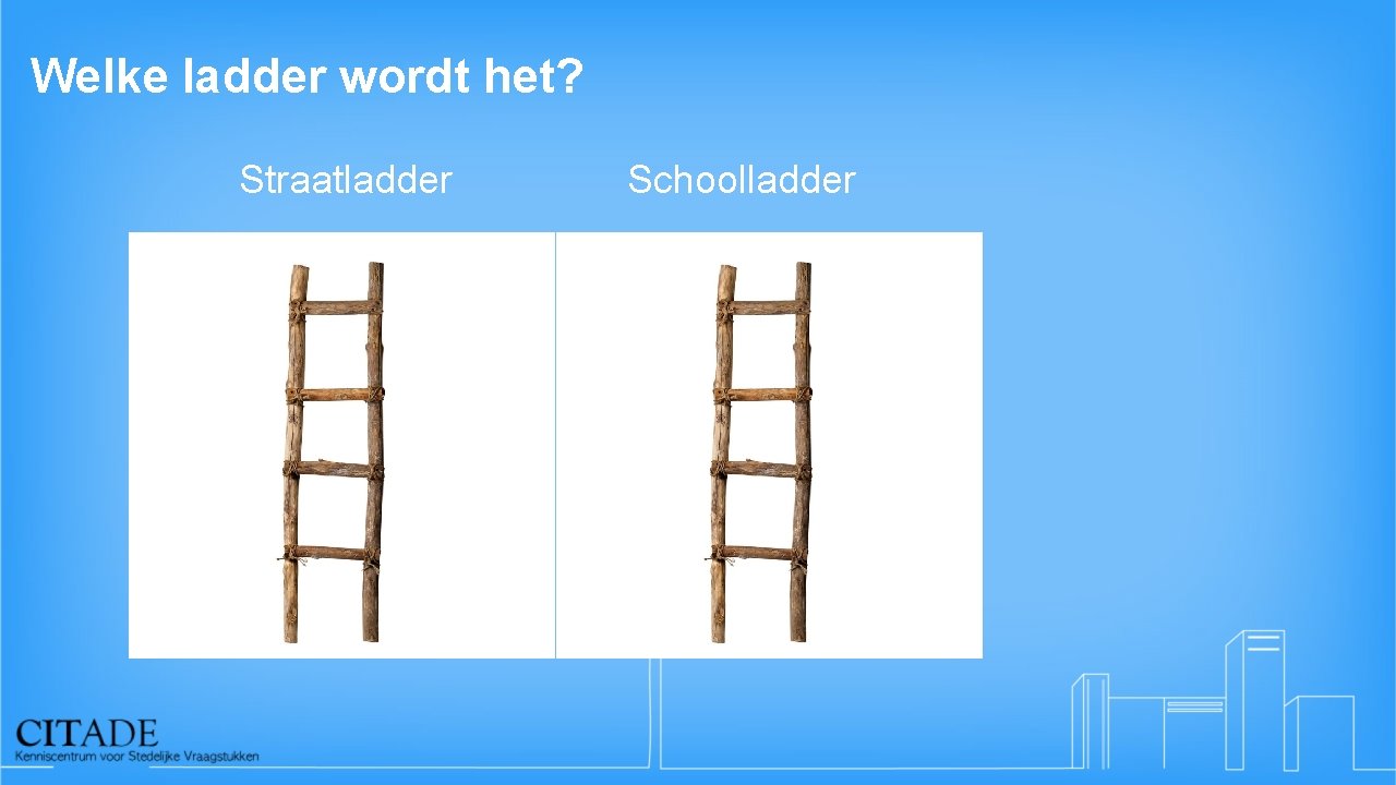 Welke ladder wordt het? Straatladder Schoolladder 
