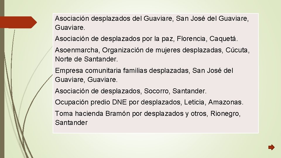 Asociación desplazados del Guaviare, San José del Guaviare, Guaviare. Asociación de desplazados por la