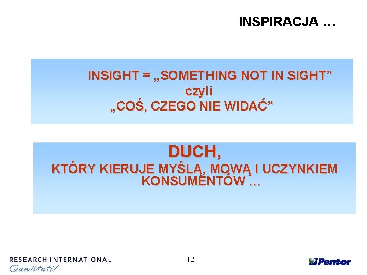 INSPIRACJA … INSIGHT = „SOMETHING NOT IN SIGHT” czyli „COŚ, CZEGO NIE WIDAĆ” DUCH,