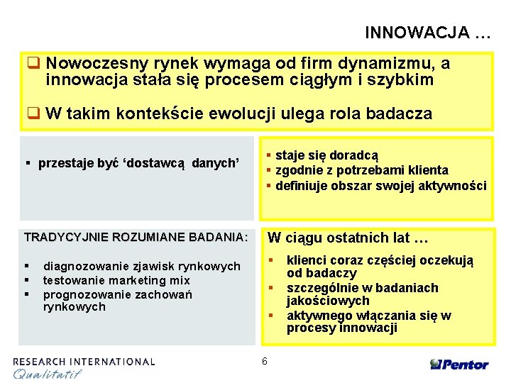 INNOWACJA … q Nowoczesny rynek wymaga od firm dynamizmu, a innowacja stała się procesem