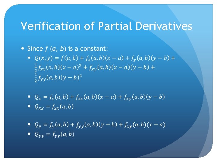 Verification of Partial Derivatives 