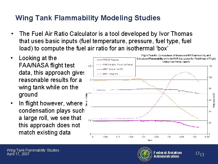 Wing Tank Flammability Modeling Studies • The Fuel Air Ratio Calculator is a tool