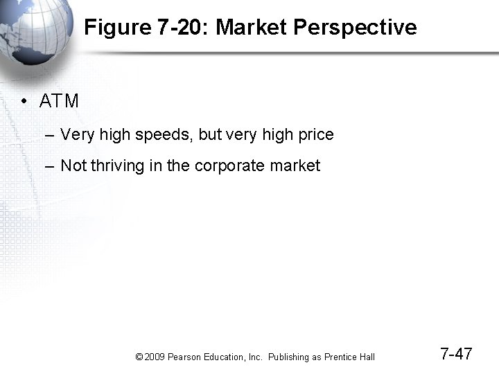 Figure 7 -20: Market Perspective • ATM – Very high speeds, but very high