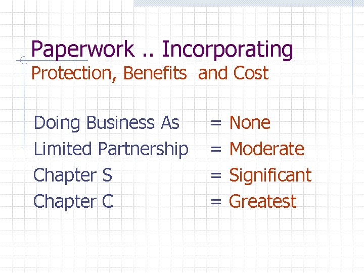 Paperwork. . Incorporating Protection, Benefits and Cost Doing Business As Limited Partnership Chapter S