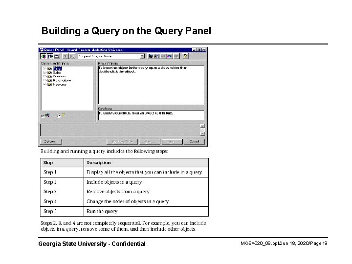 Building a Query on the Query Panel Georgia State University - Confidential MGS 4020_08.