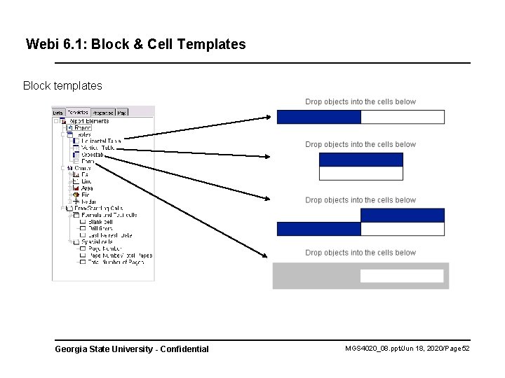 Webi 6. 1: Block & Cell Templates Block templates Georgia State University - Confidential