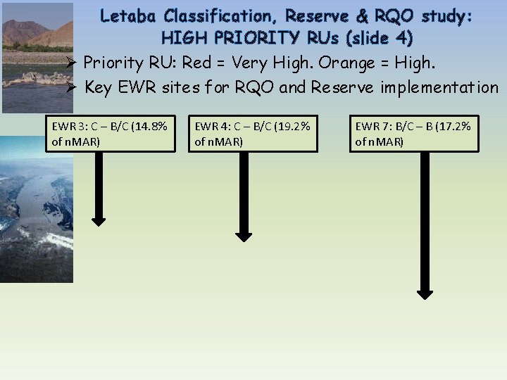 Letaba Classification, Reserve & RQO study: HIGH PRIORITY RUs (slide 4) Ø Priority RU: