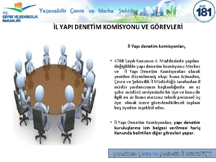 Yaşanabilir Çevre ve Marka Şehirler İL YAPI DENETİM KOMİSYONU VE GÖREVLERİ İl Yapı denetim