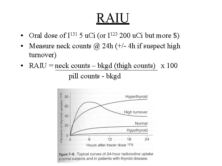 RAIU • Oral dose of I 131 5 u. Ci (or I 123 200