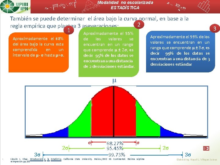 Modalidad no escolarizada ESTADÍSTICA También se puede determinar el área bajo la curva normal,