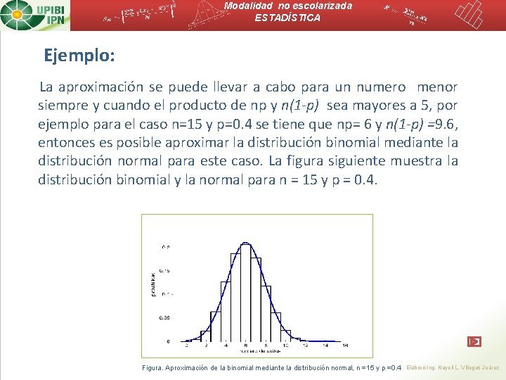 Modalidad no escolarizada ESTADÍSTICA Ejemplo: La aproximación se puede llevar a cabo para un