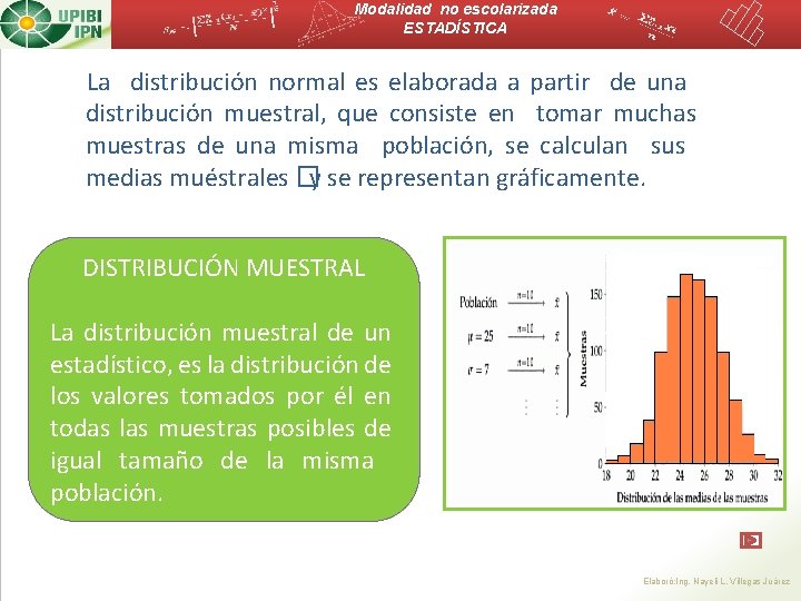 Modalidad no escolarizada ESTADÍSTICA La distribución normal es elaborada a partir de una distribución