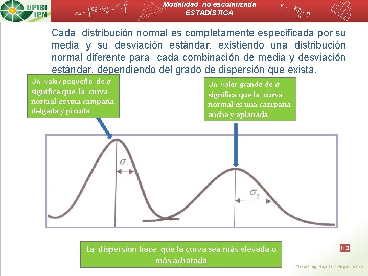 Modalidad no escolarizada ESTADÍSTICA Cada distribución normal es completamente especificada por su media y