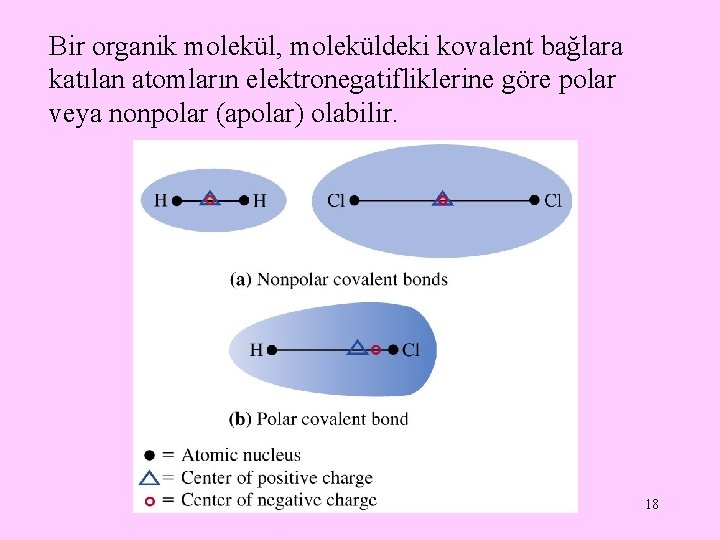 Bir organik molekül, moleküldeki kovalent bağlara katılan atomların elektronegatifliklerine göre polar veya nonpolar (apolar)