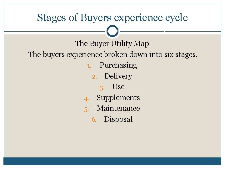 Stages of Buyers experience cycle The Buyer Utility Map The buyers experience broken down Stages of Buyers experience cycle The Buyer Utility Map The buyers experience broken down