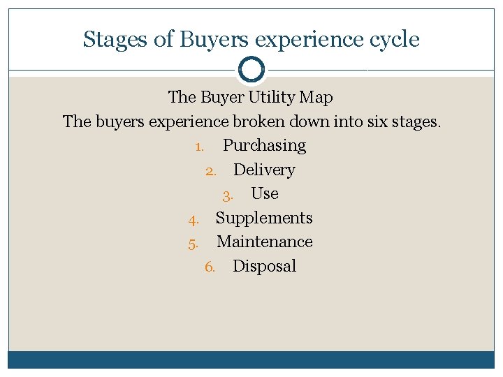 Stages of Buyers experience cycle The Buyer Utility Map The buyers experience broken down