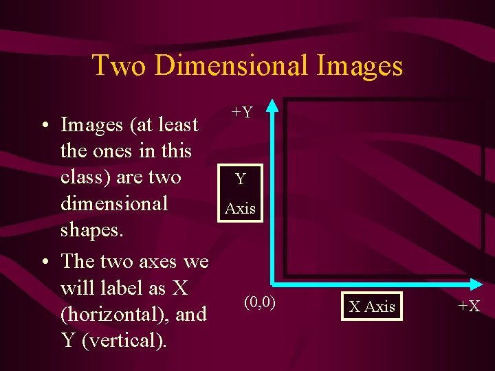 Two Dimensional Images • Images (at least the ones in this class) are two Two Dimensional Images • Images (at least the ones in this class) are two