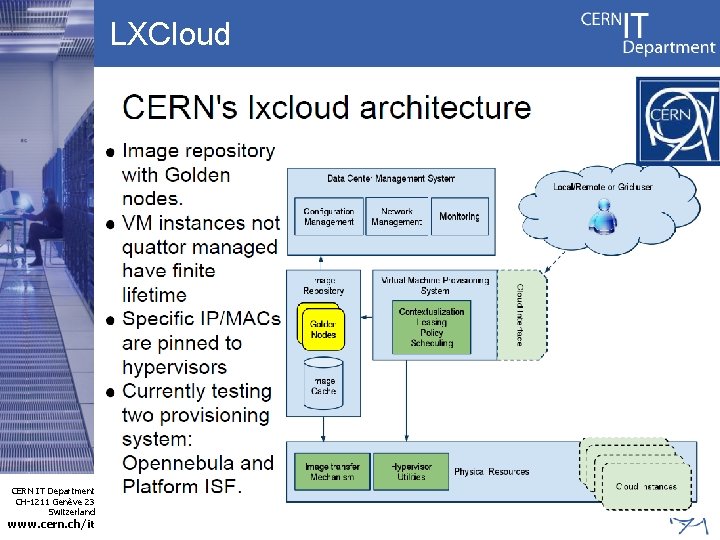 LXCloud CERN IT Department CH-1211 Genève 23 Switzerland www. cern. ch/it 30 