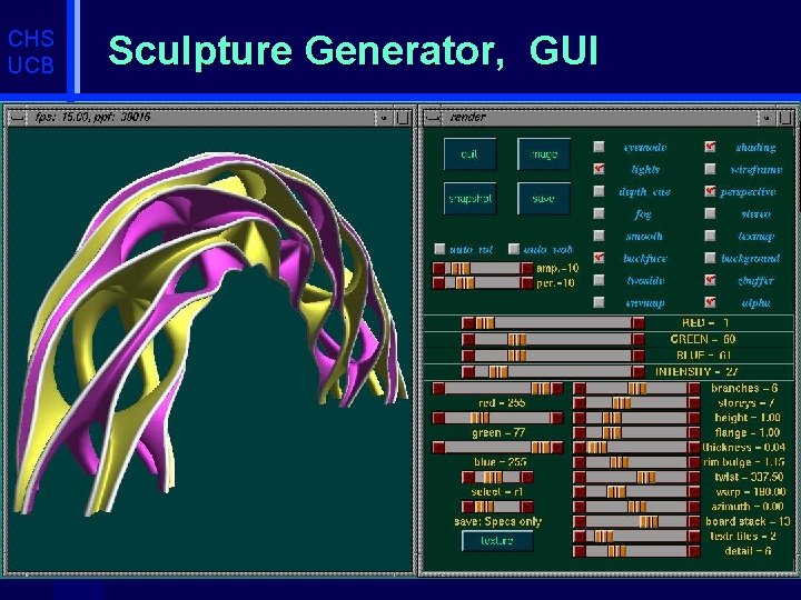 CHS UCB Sculpture Generator, GUI 