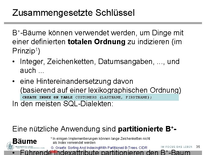 Zusammengesetzte Schlüssel B+-Bäume können verwendet werden, um Dinge mit einer definierten totalen Ordnung zu