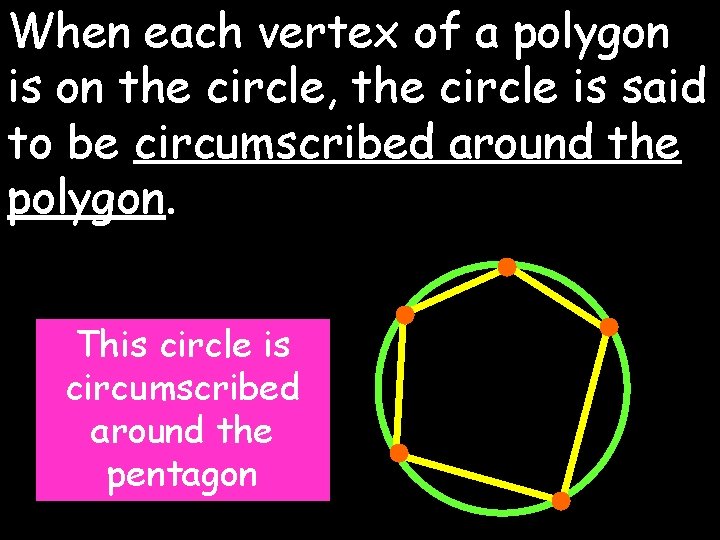 When each vertex of a polygon is on the circle, the circle is said