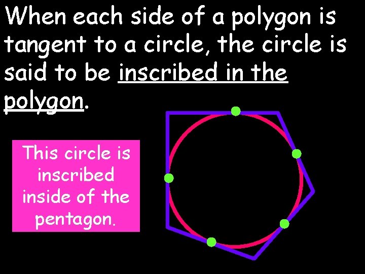 When each side of a polygon is tangent to a circle, the circle is