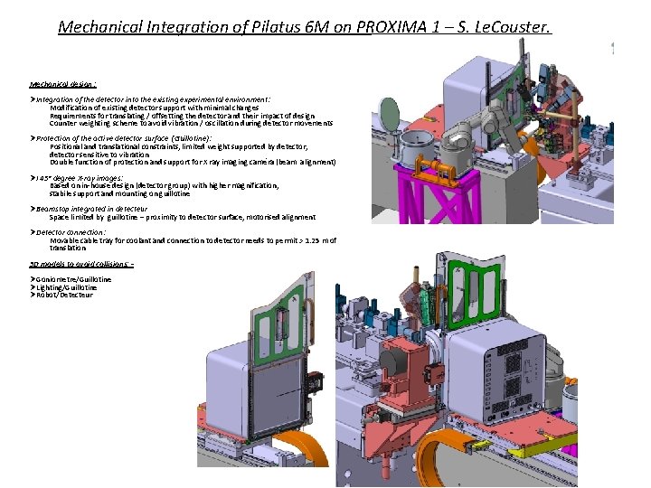 Mechanical Integration of Pilatus 6 M on PROXIMA 1 – S. Le. Couster. Mechanical