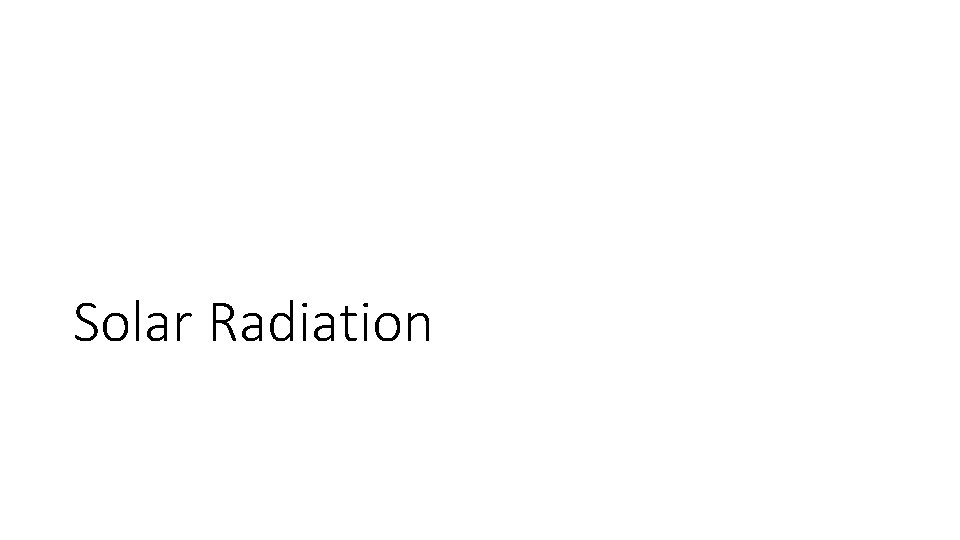 Solar Radiation 