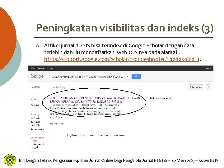 Peningkatan visibilitas dan indeks (3) ¡ Artikel jurnal di OJS bisa terindex di Google