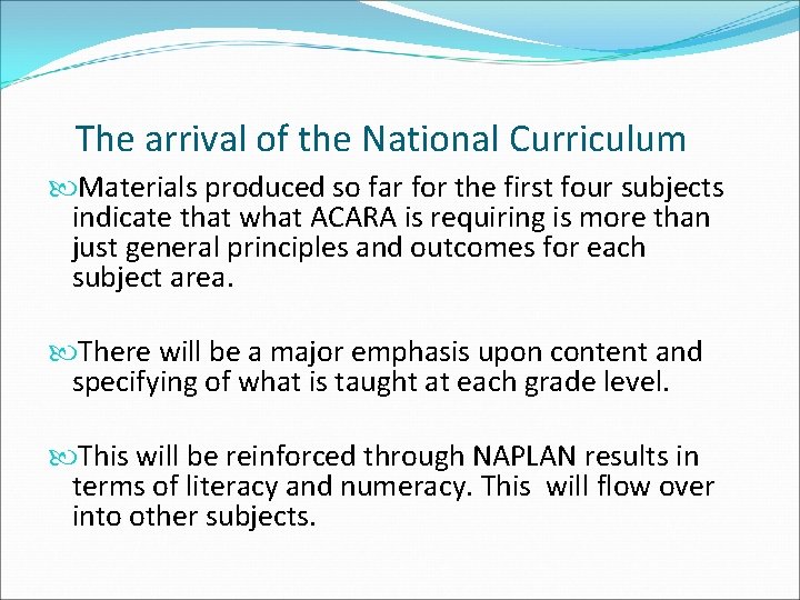 The arrival of the National Curriculum Materials produced so far for the first four