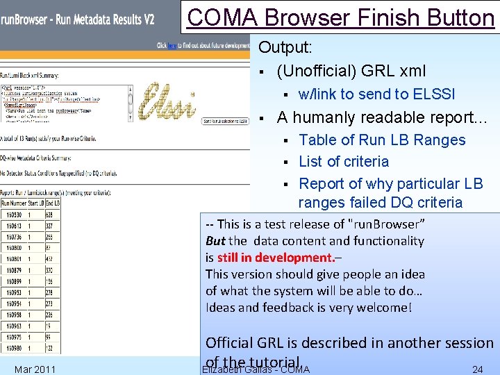 COMA Browser Finish Button Output: § (Unofficial) GRL xml § § w/link to send