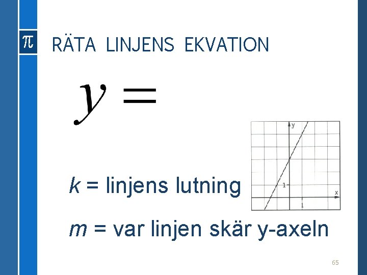 RÄTA LINJENS EKVATION k = linjens lutning m = var linjen skär y axeln