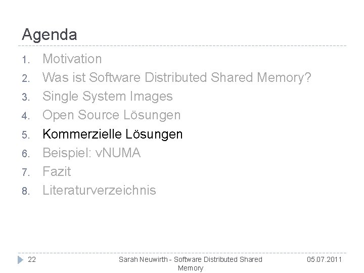 Agenda 1. 2. 3. 4. 5. 6. 7. 8. 22 Motivation Was ist Software