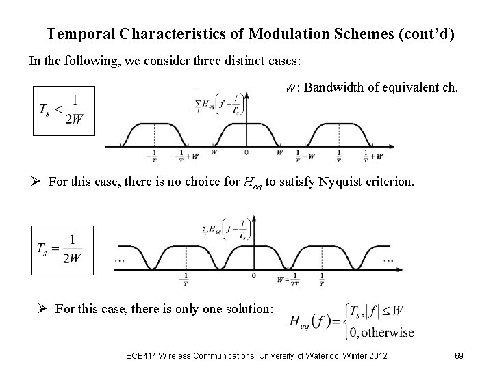 Temporal Characteristics of Modulation Schemes (cont’d) In the following, we consider three distinct cases: