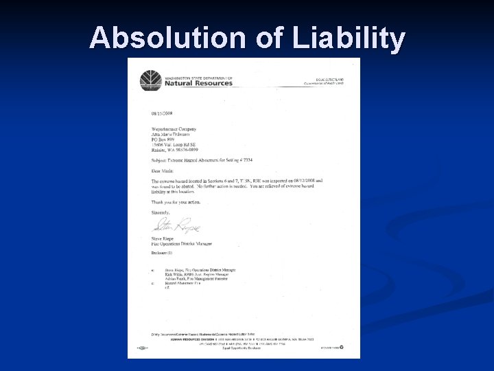 Absolution of Liability 