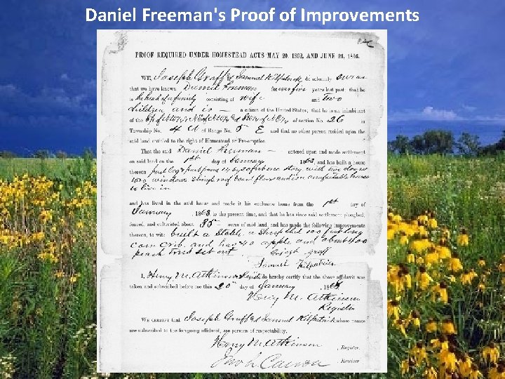 Daniel Freeman's Proof of Improvements 
