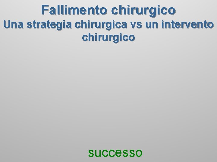 Fallimento chirurgico Una strategia chirurgica vs un intervento chirurgico successo 
