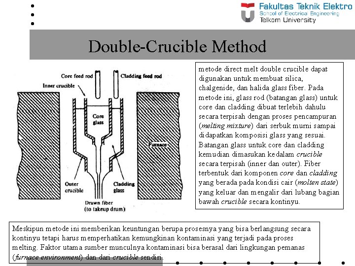 Double-Crucible Method metode direct melt double crucible dapat digunakan untuk membuat silica, chalgenide, dan