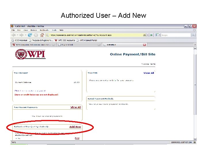 Authorized User – Add New 