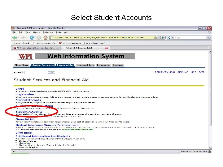 Select Student Accounts 