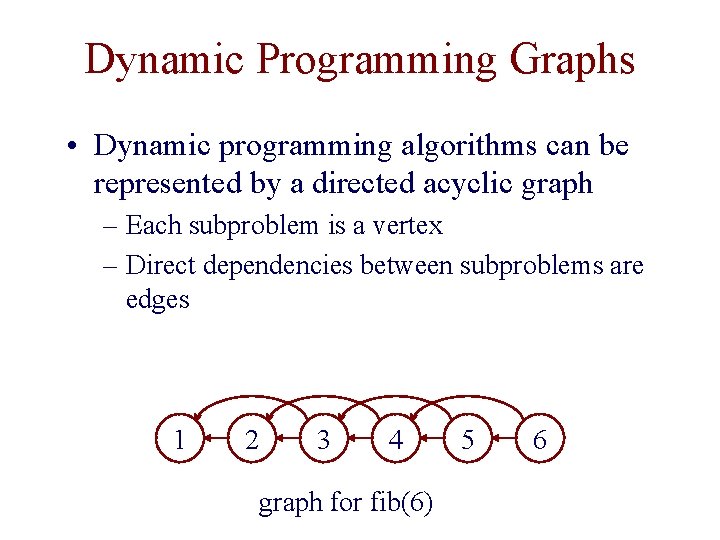 Dynamic Programming Graphs • Dynamic programming algorithms can be represented by a directed acyclic