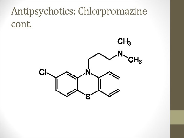 Antipsychotics: Chlorpromazine cont. 