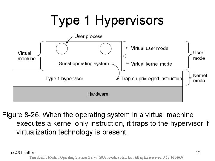 Type 1 Hypervisors Figure 8 -26. When the operating system in a virtual machine