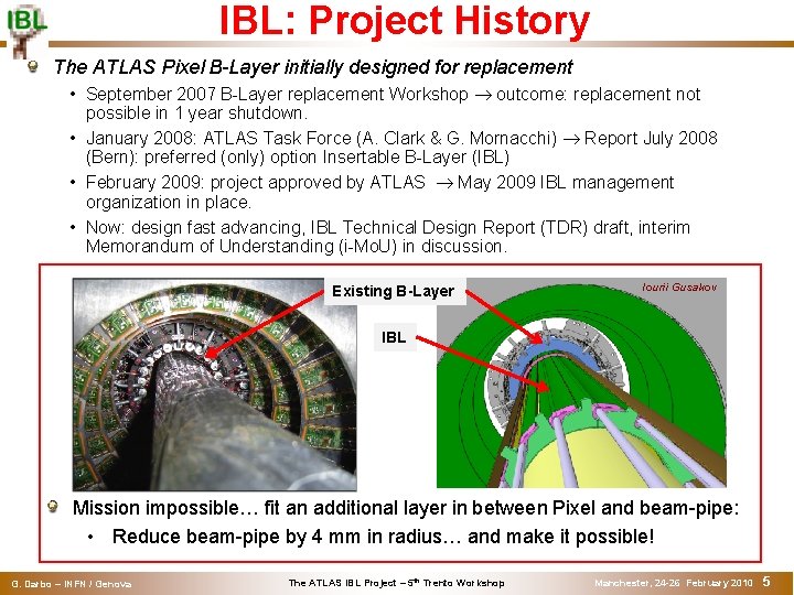 IBL: Project History The ATLAS Pixel B-Layer initially designed for replacement • September 2007