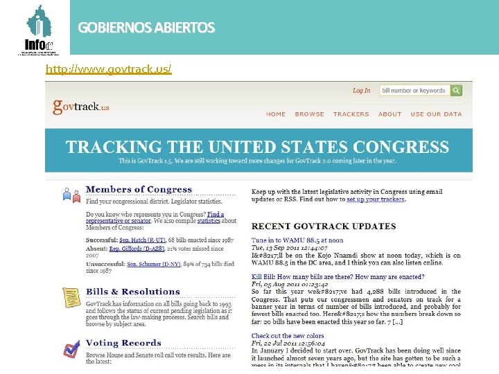 GOBIERNOS ABIERTOS http: //www. govtrack. us/ 