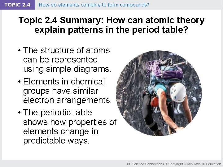 Topic 2. 4 Summary: How can atomic theory explain patterns in the period table?