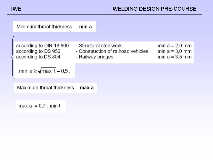 IWE WELDING DESIGN PRE-COURSE 